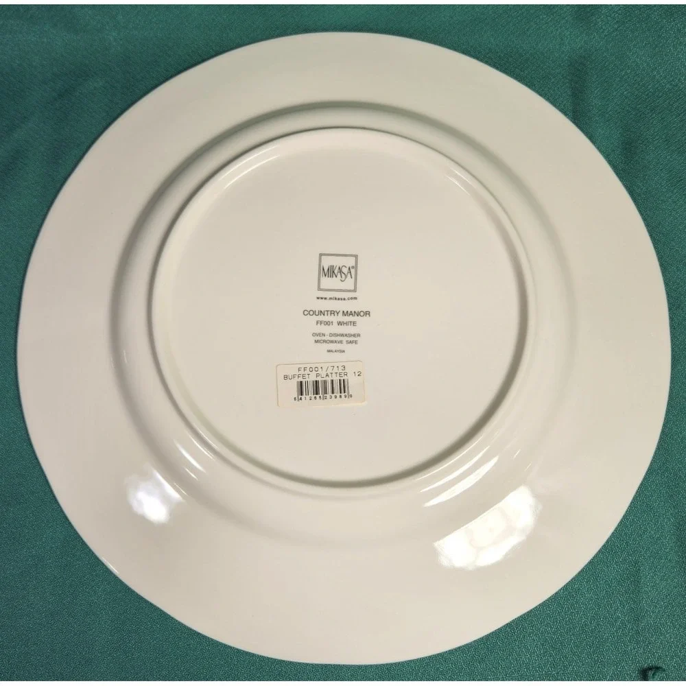 Mikasa COUNTRY MANOR Round Serving PLATTER embossed Basket Weave‎ white FF001